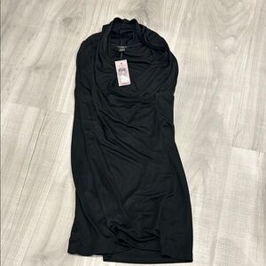 NWT XSP Ann Taylor Petites Black Ruched Top